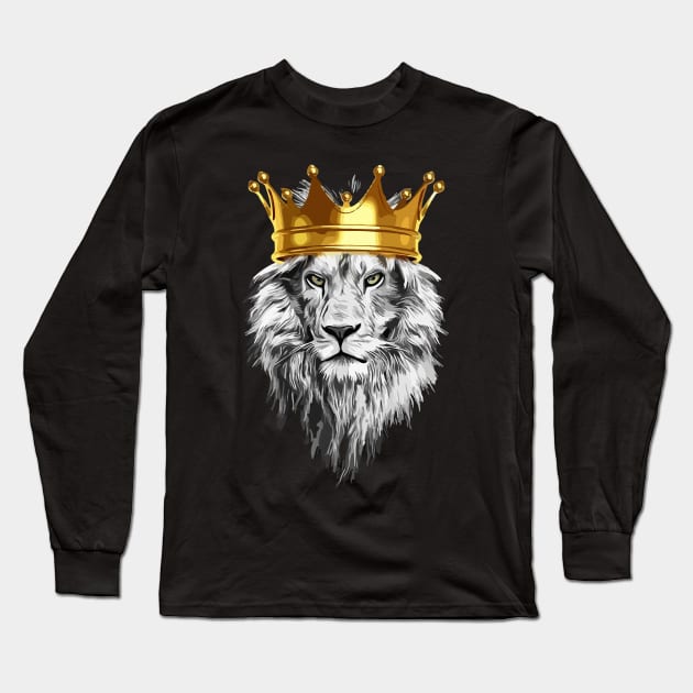 Lion with Crown for lion fans Long Sleeve T-Shirt by Shirtttee
